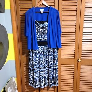 Catherines 3X Blue/White Jacket Dress
